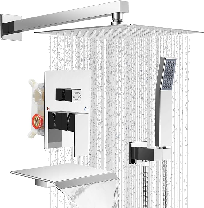 Rain Shower Faucet Set Wall Mounted Rainfall by IUERASD