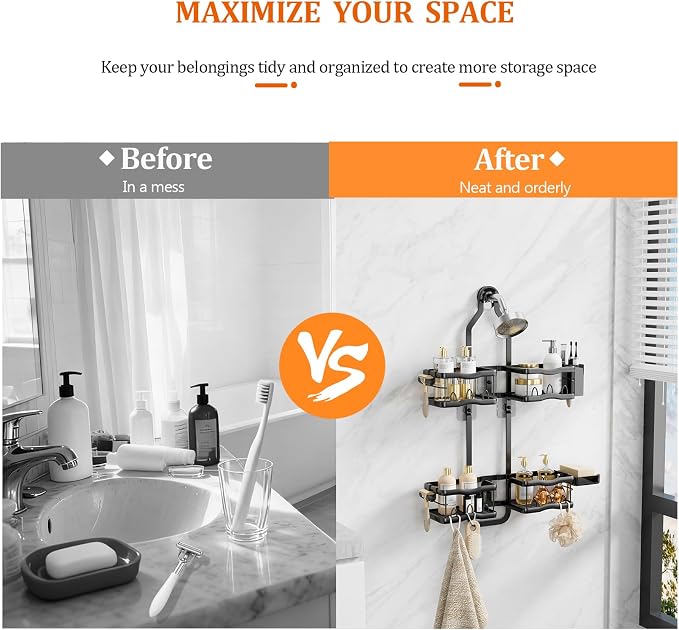 Shower Caddy Hanging Shower Head, Rustproof Hanging Shower Caddy Over - Image 6