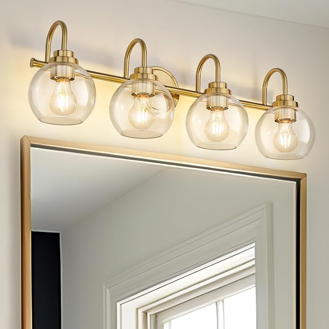 Bathroom Light Fixtures, 4-Light Brushed Gold Vanity Lights - Image 6