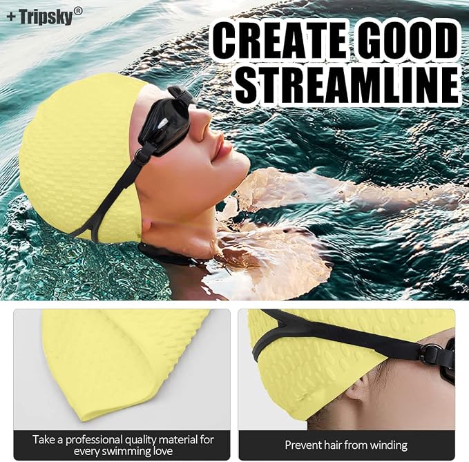 Tripsky Silicone Swim Cap, Comfortable Bathing Cap Ideal - Image 4