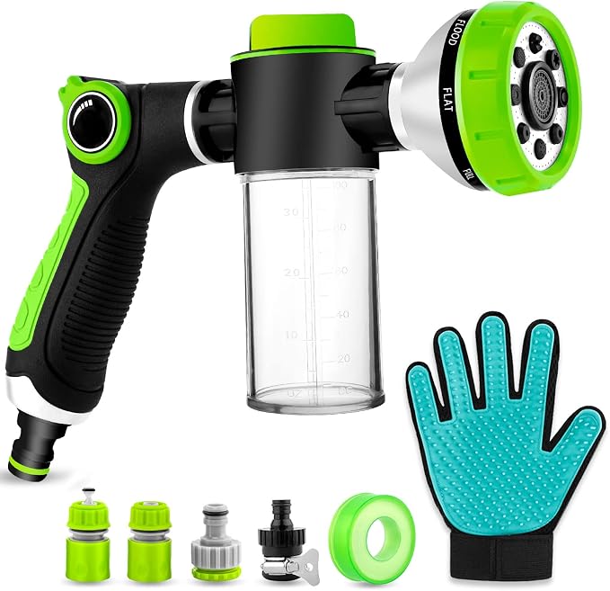 Upgraded Dog Wash Hose Attachment, 8-in-1 Sprayer Mode Garden Hose Nozzle by YCCOKJJ
