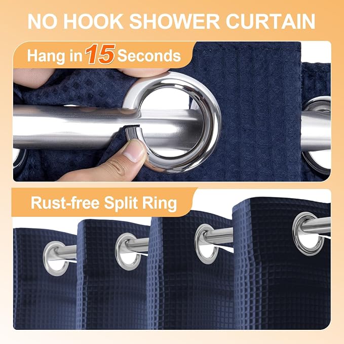 River Dream Hotel Grade No Hooks Needed Shower Curtain - Image 2