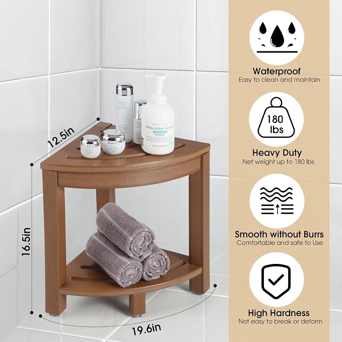 HDPE Corner Shower Stool, Shower Bench Seat - Image 3