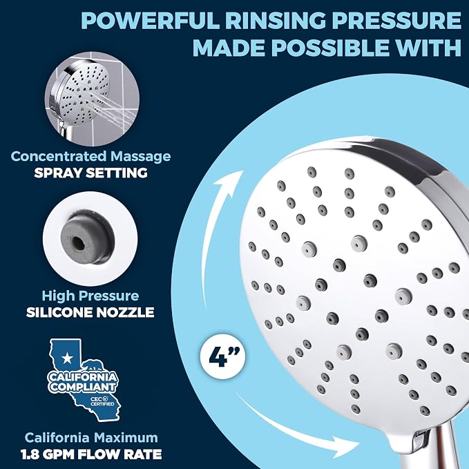 HammerHead Showers® Solid Metal 3-Spray Handheld Shower Head - Image 4