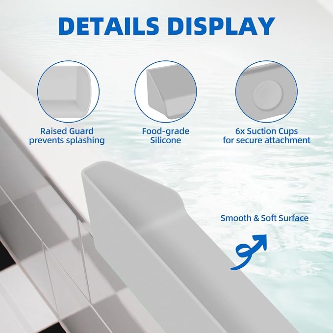 Splash Guard for Bathtub, 3.8" x 3.6" Silicone Bath Tub Splash Guard - Image 3
