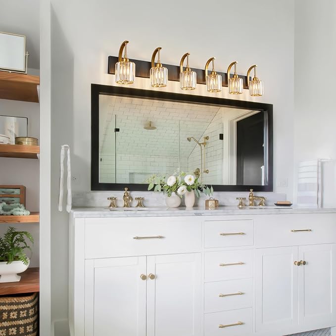 6-Light Crystal Vanity Light, 51.18" Long Over Mirror Lighting - Image 8