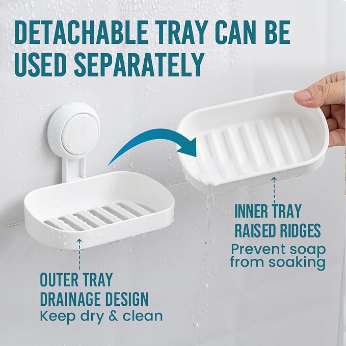 TAILI Soap Dish Soap Holder Suction Cup Powerful Vacuum Suction, Strong Bar - Image 4