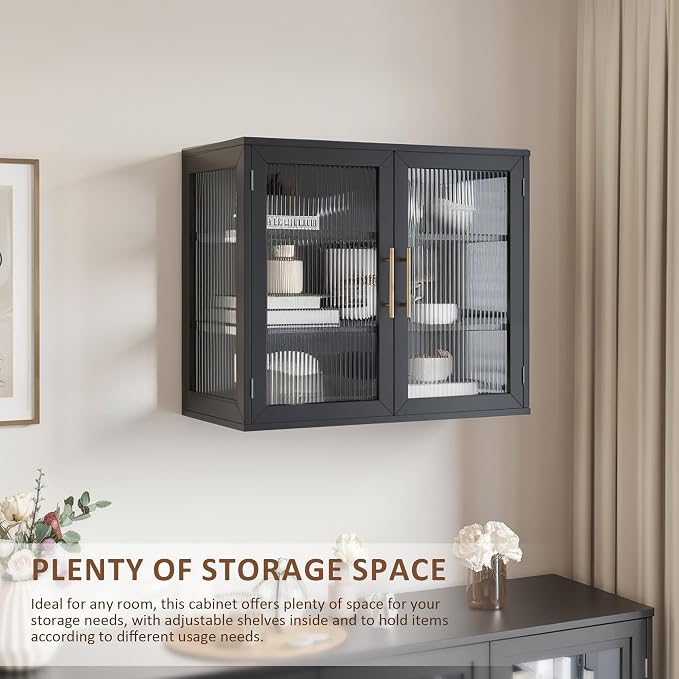 Kitchen Wall Cabinet Set, Glass Doors, Floating - Image 6