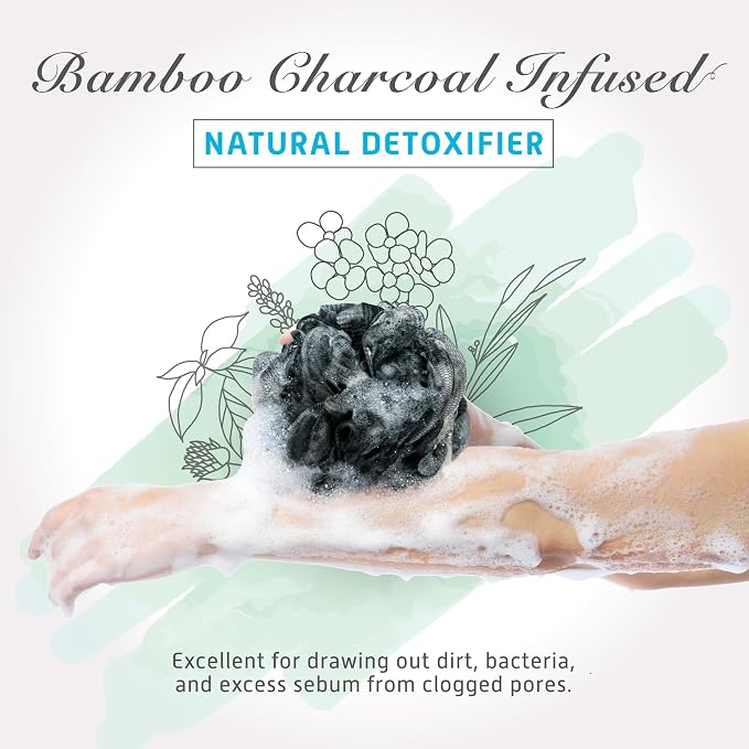 Spongentle Charcoal Bamboo Premium Deep Cleansing Loofah Sponge - Image 2