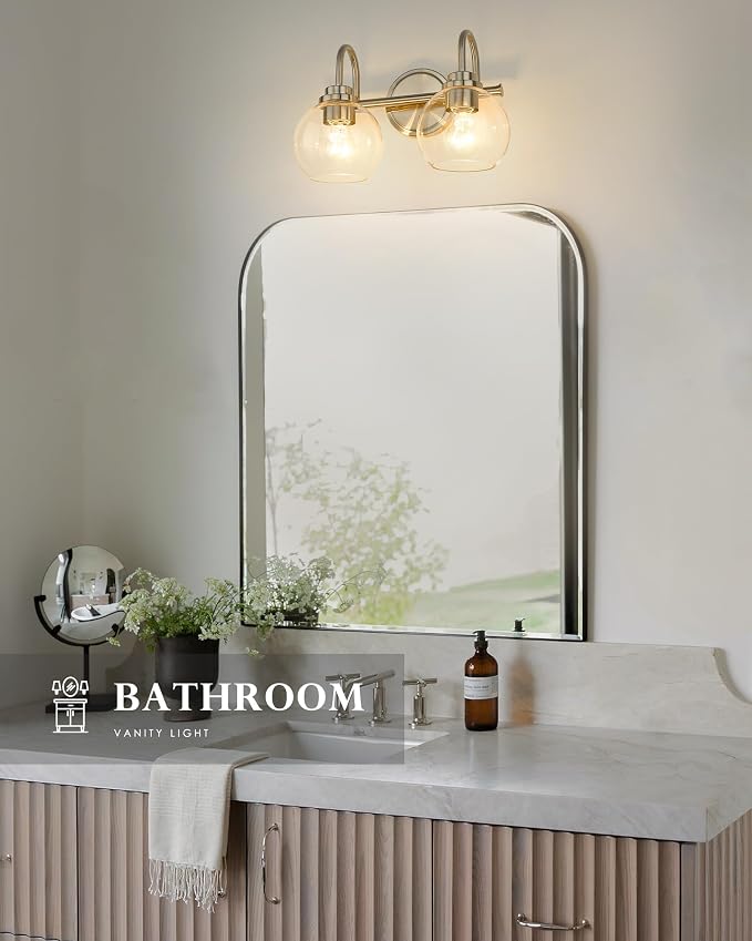 2-Light Bathroom Vanity Light, Brushed Nickel Vanity Light - Image 4