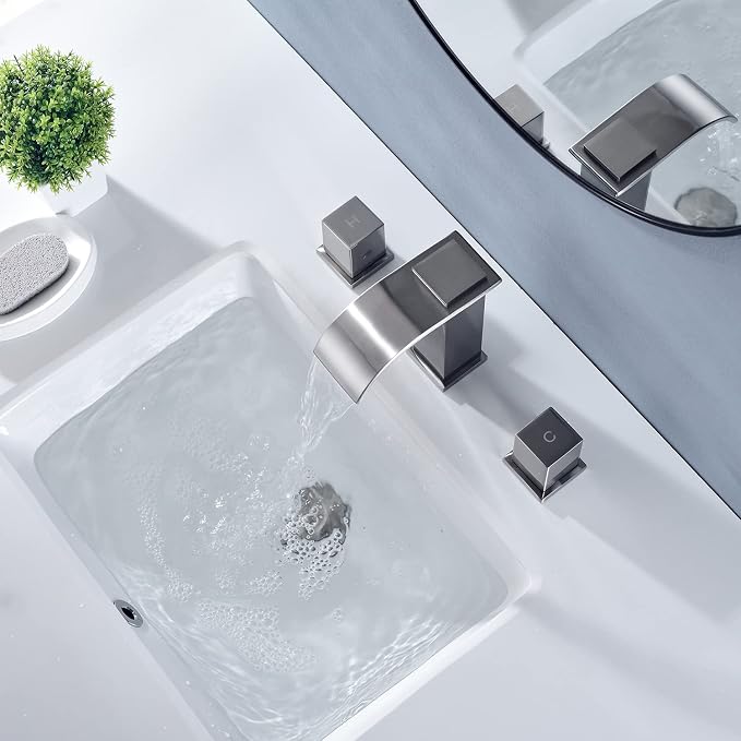 Luxury Brass Modern Widespread Waterfall Bathroom Sink Faucets - Image 4