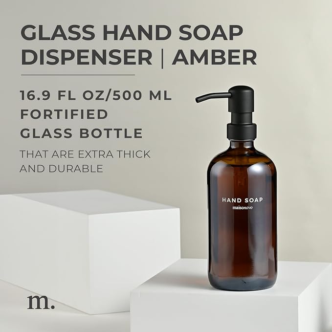 MaisoNovo Soap Dispenser 1-Piece Set | 16.9oz Amber Bottles - Image 2