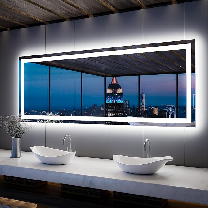 ISKM 84'' x 32'' LED Mirror for Bathroom Lighted Vanity Mirror for Wall Front by ISKM-IStillKeepMovin