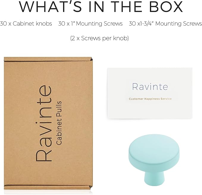 Ravinte 30 Pack Drawer Pulls 1-1/4 Inch Kitchen Cabinet Knobs Solid Round - Image 7