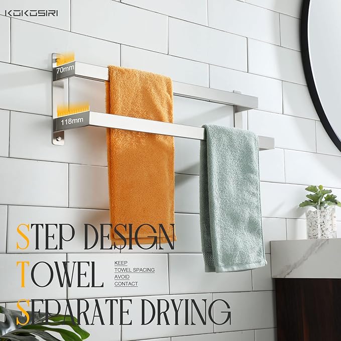 KOKOSIRI Bath Towel Bars Bathroom 2-Tiers Ladder Towel Rails 24-Inch Towel - Image 5