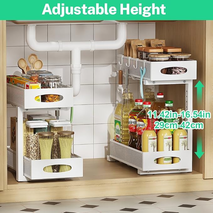 Under Sink Organizer, 2-Tier Pull Out Cabinet Organizer - Image 3