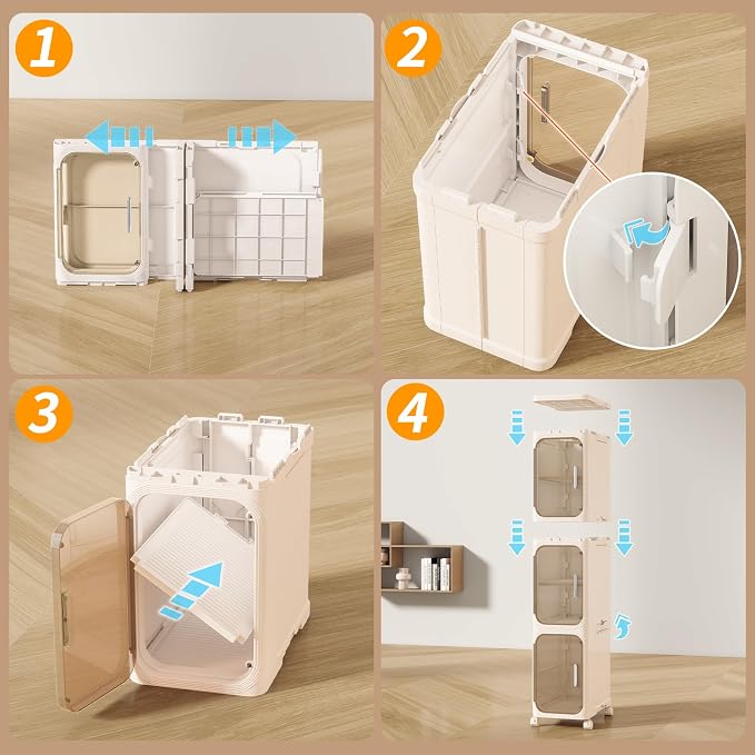 KHNR 3-Tiers Slim Bathroom Storage Cabinet, Foldable Storage Cabinets, Narrow - Image 8
