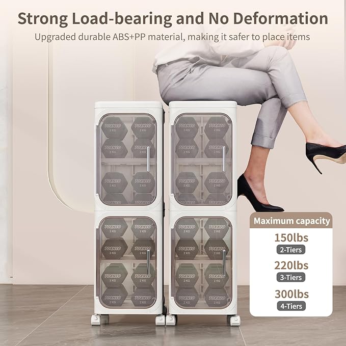 KHNR 3-Tiers Slim Bathroom Storage Cabinet, Foldable Storage Cabinets, Narrow - Image 5