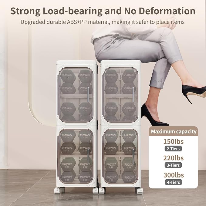 KHNR 5-Tiers Slim Bathroom Storage Cabinet, Foldable Storage Cabinets, Narrow - Image 6