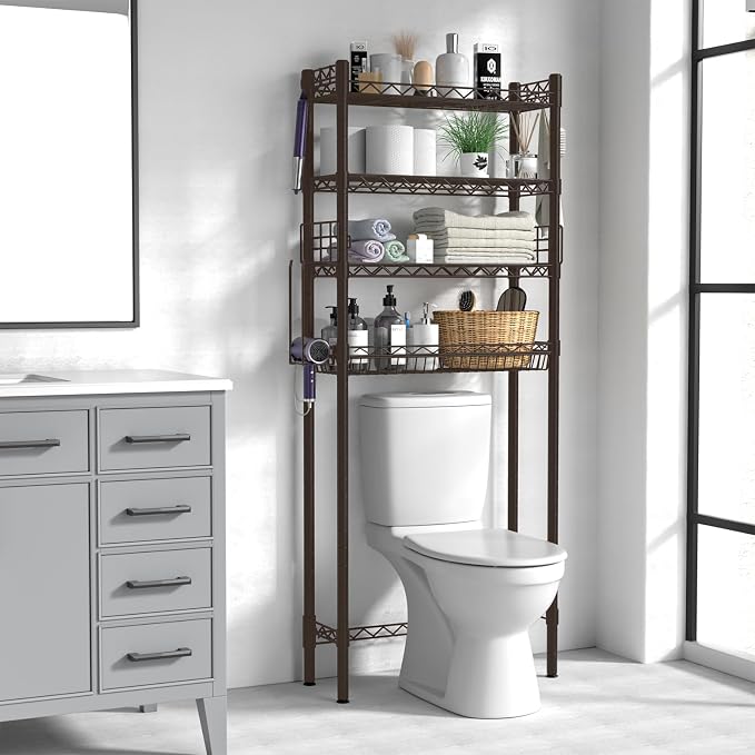 4-Tier Over Toilet Storage Shelf, Bathroom Organizer - Image 2