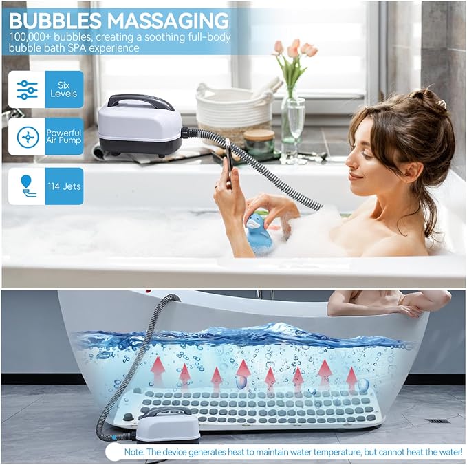 Wavemat Bathtub Massage Cushion, 6-Speed Bubbles Wave Mat - Image 4