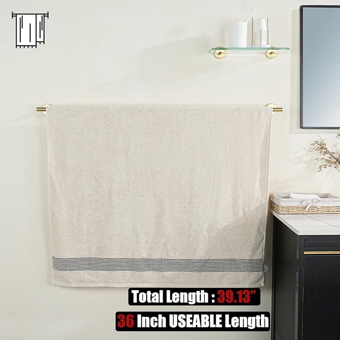 JQK Bath Towel Bar Gold, 39 Inch 304 Stainless Steel Thicken 1mm Towel Rack - Image 3