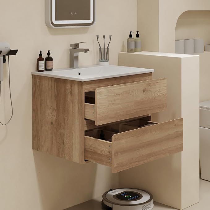 Floating Bathroom Vanity with Sink Wall Mounted Cabinet with 2 Soft-Close - Image 8
