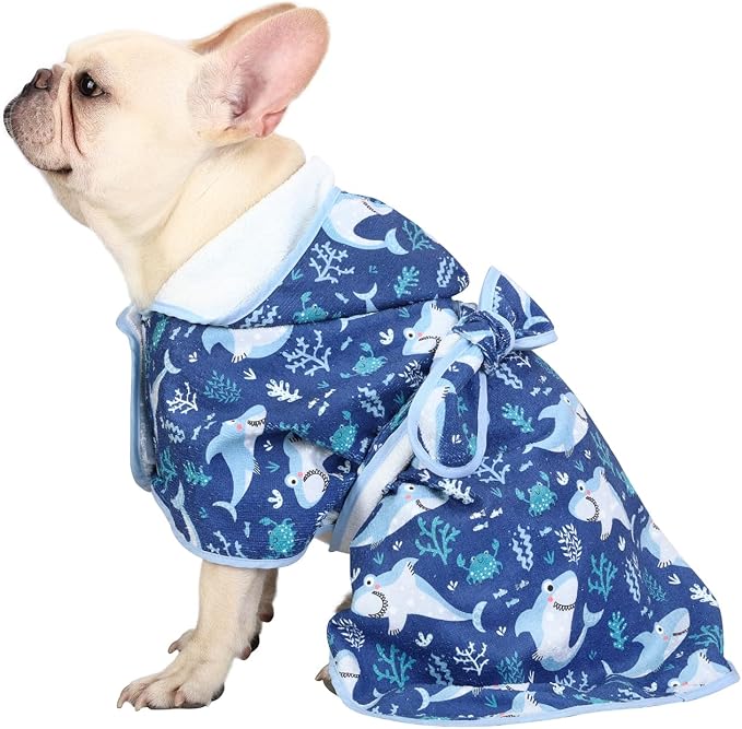 HDE Dog Bathrobe Super Absorbent Quick Drying Puppy Towel Wrap Coat Adjustable by HDE