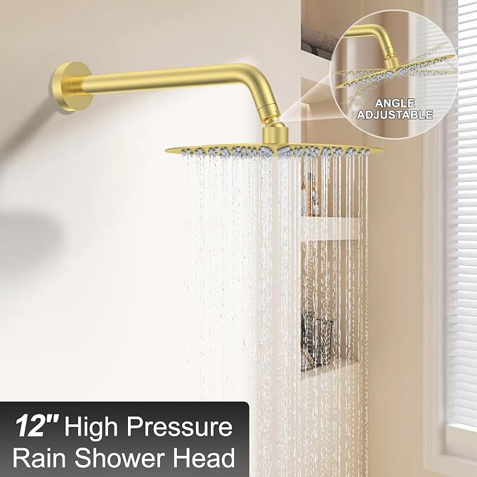 12 Inch Brushed Gold Shower System - Image 3