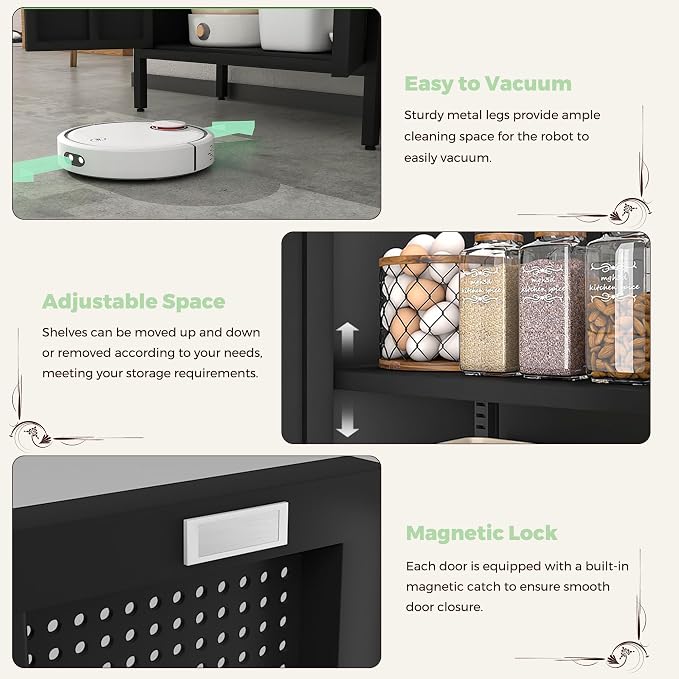 COFaR 4 Tier Black Metal Storage Cabinet, Free Standing - Image 4