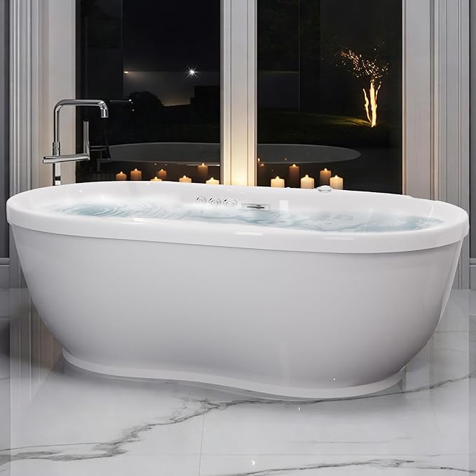 ANZZI Freestanding Tub 36" x 71", Whirlpool and Air Bath Tub in White, - Image 2