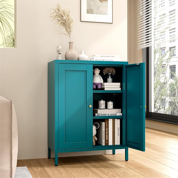 Metal Bathroom Cabinet, Small Floor Storage Cabinet, Freestanding Sideboard - Image 6