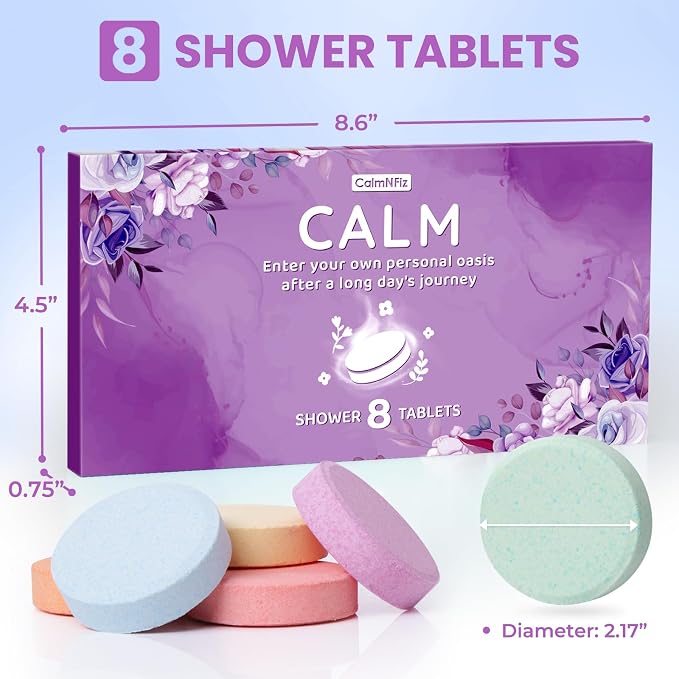 Shower Steamers 8 Pack Set Shower Bombs Tablets in Purple Box - Image 2