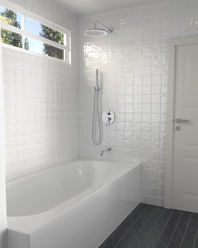 Lava Odoro Modern 3-Setting Round Rain Bathtub and Shower Faucet Set, Chrome - Image 6