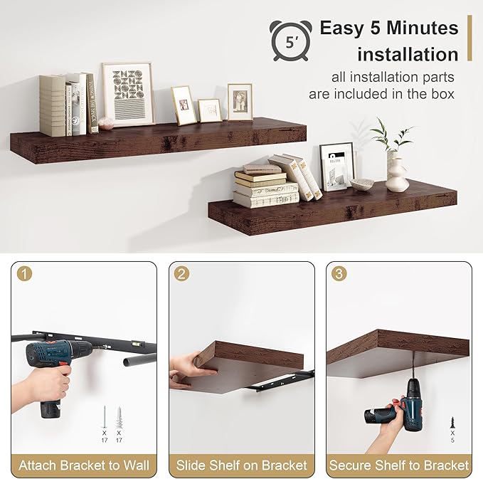 Heimlove Bathroom 12'' Deep Floating Shelves - Image 7