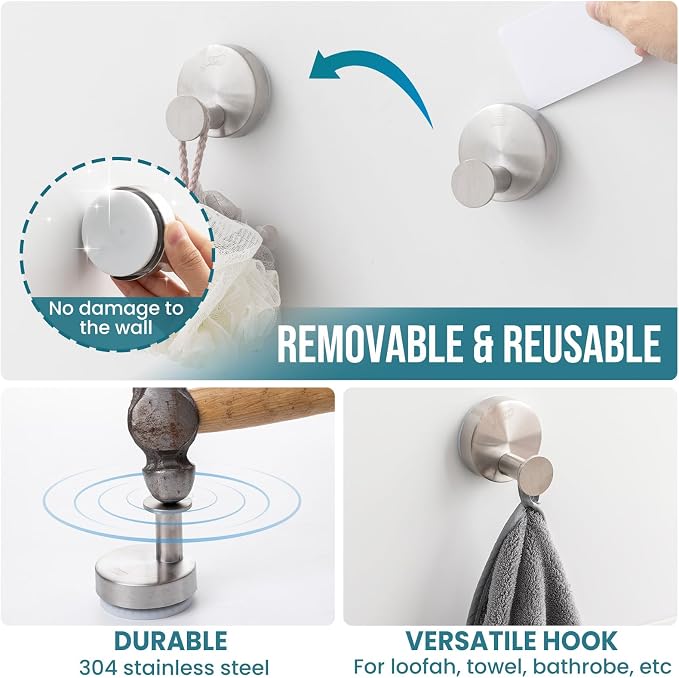 TAILI Stylish 304 Stainless Steel Bathroom Suction Hooks - Image 8