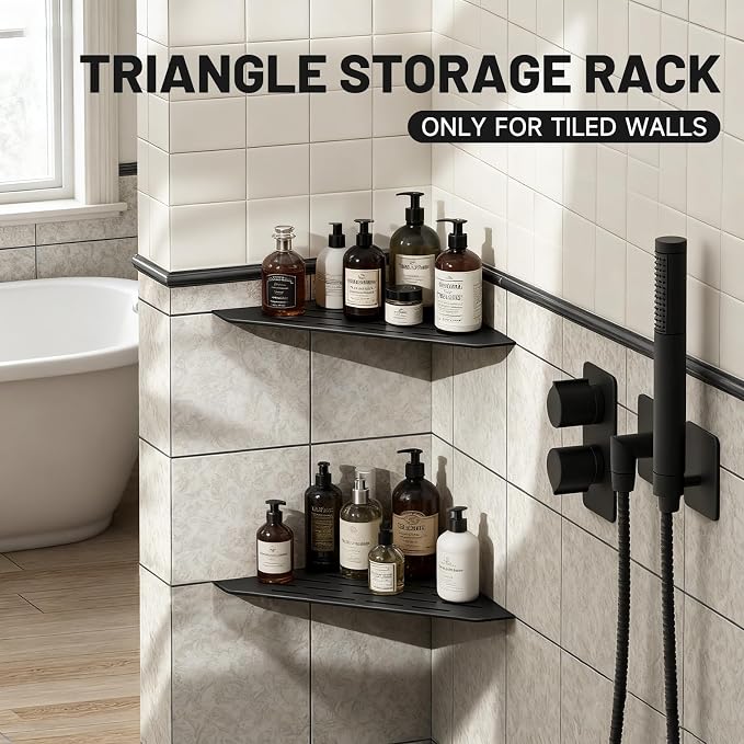 Corner Shower Shelves 10" 2 Pcs, 304 Stainless Steel Shower Corner Shelf Wall - Image 5