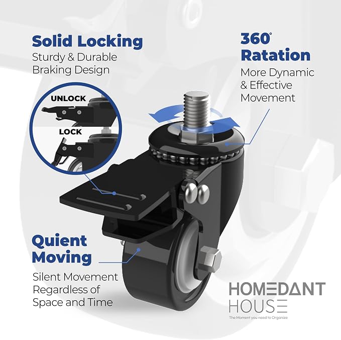 HOMEDANT House 5-Tier Metal Rolling Cart Shelf Rack Casters Heavy Duty - Image 7