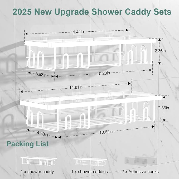 2025 New Adhesive Shower Caddy, Shower Shelves - Image 6