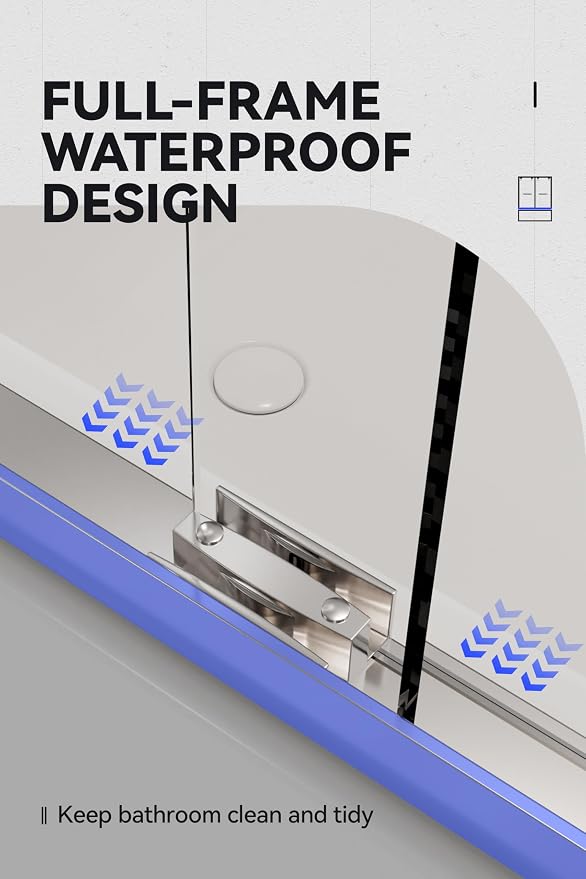 Bathtub Double Sliding Shower Door 55-59 in, Water Repellent Tub Shower Door - Image 5