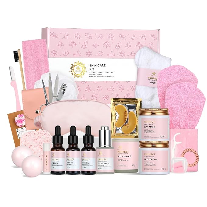 Christmas Gifts for Women, Spa Gifts 28pcs Rose Facial Skin Care Set for Women by RAROSAACCA