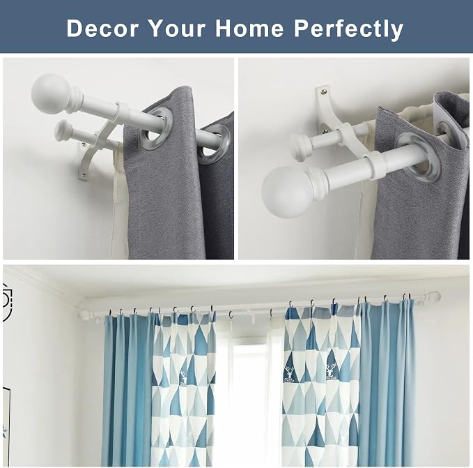 Double Curtain Rod 84 to 120 inch, Adjustable 1 inch Double Drapery Rod Rods - Image 2