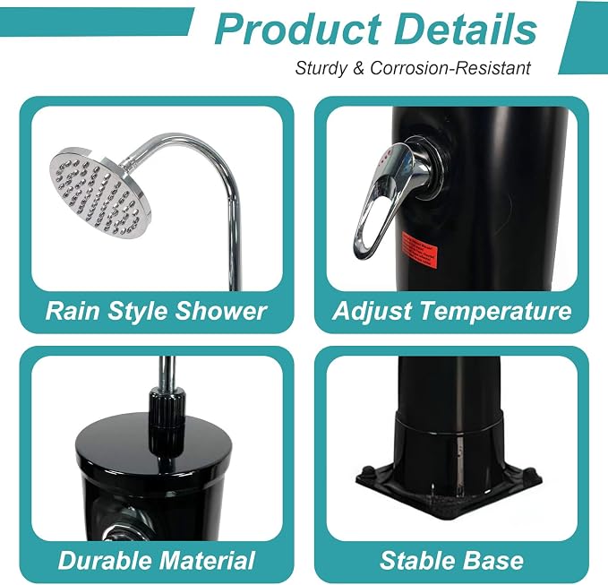 4.8 Gallon Solar Heated Outdoor Shower, 7 FT Freestanding Outside Shower - Image 3