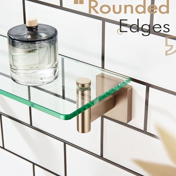 KOKOSIRI Wall Shelves Bathroom Hardware Glass Floating Shelf Small Hanging Rack - Image 10