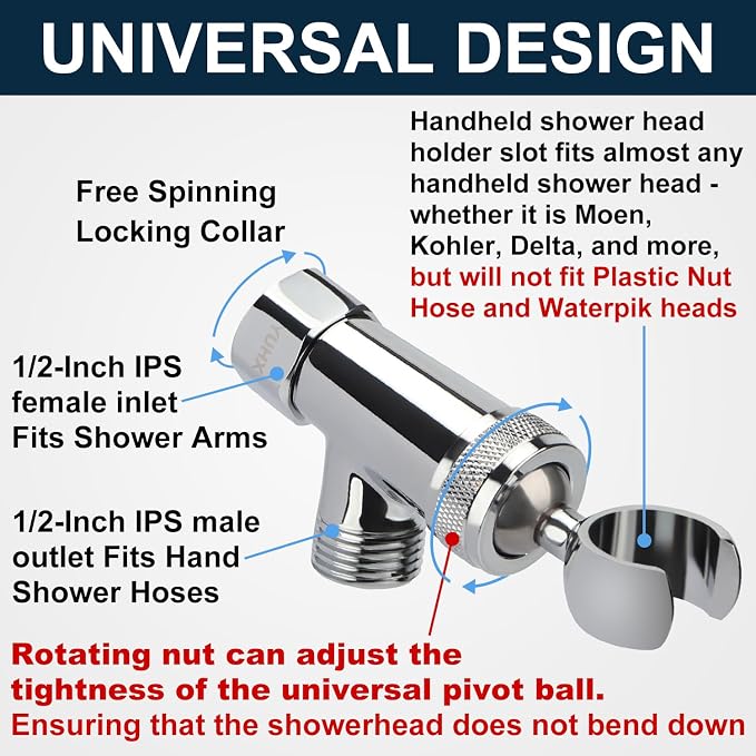 Shower Head Holder All Metal, Brass Adjustable Shower arm Bracket - Image 4