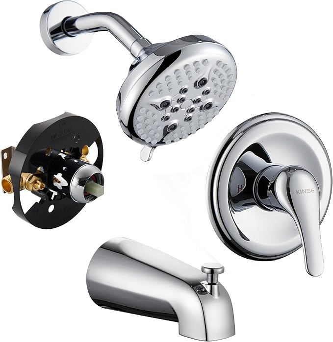 KINSE Tub shower faucet set, 5-Inchs bathtub faucet set, Single-Handle Shower by KINSE