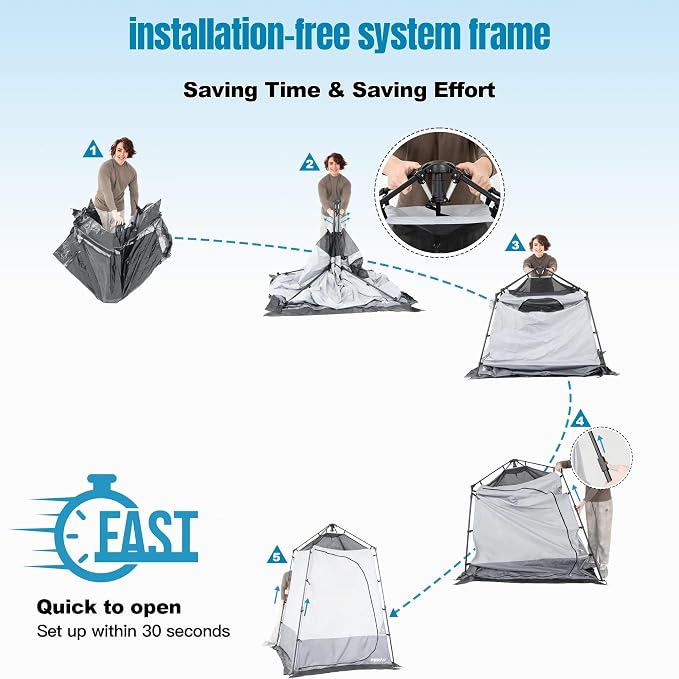 Camping Shower Tent Deluxe Changing Room Easy Set Up Privacy Shelter, Large - Image 5