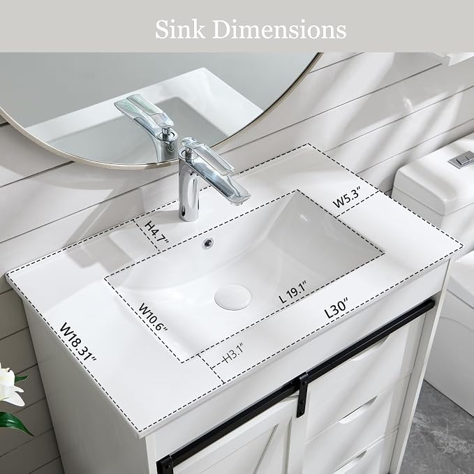 30" Farmhouse Bathroom Vanity - Image 3