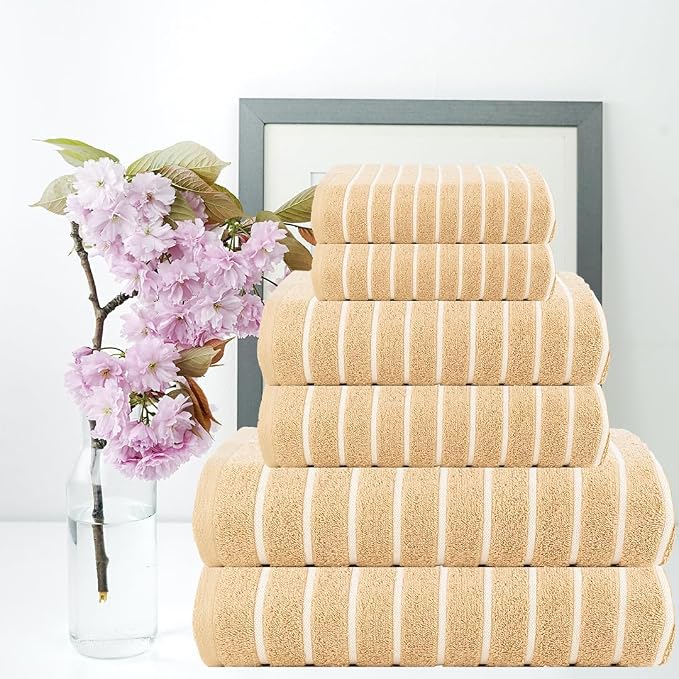 CASA COPENHAGEN Ecstatic 6 Pieces Towel Set- Beige, 600 GSM 2 Bath Towel 2 Hand - Image 2