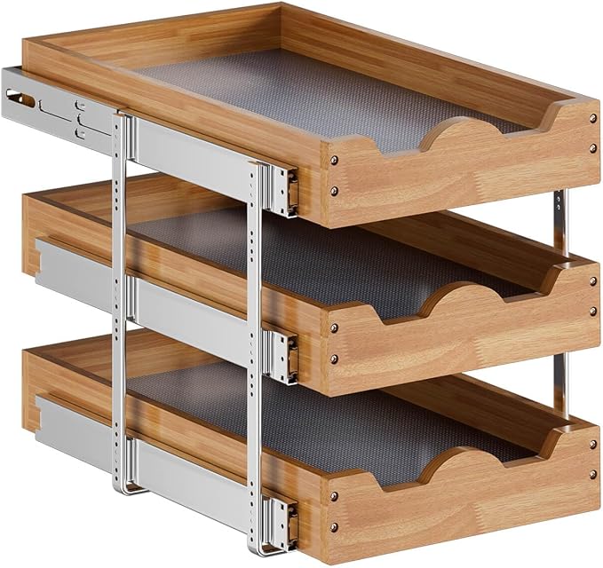 OCG Pull Out Drawer 14" W x 21" D, 3 Tier Pull Out Cabinet Organizer, - Image 7